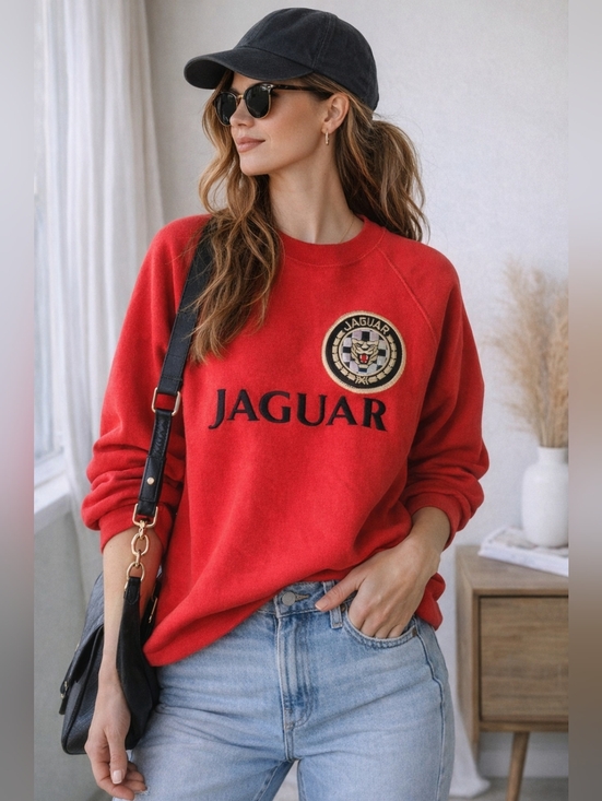 Jaguar Other - Vintage Jaguar Logo Sweatshirt Red Hanes Made in USA 90s Graphic Crewneck Unisex